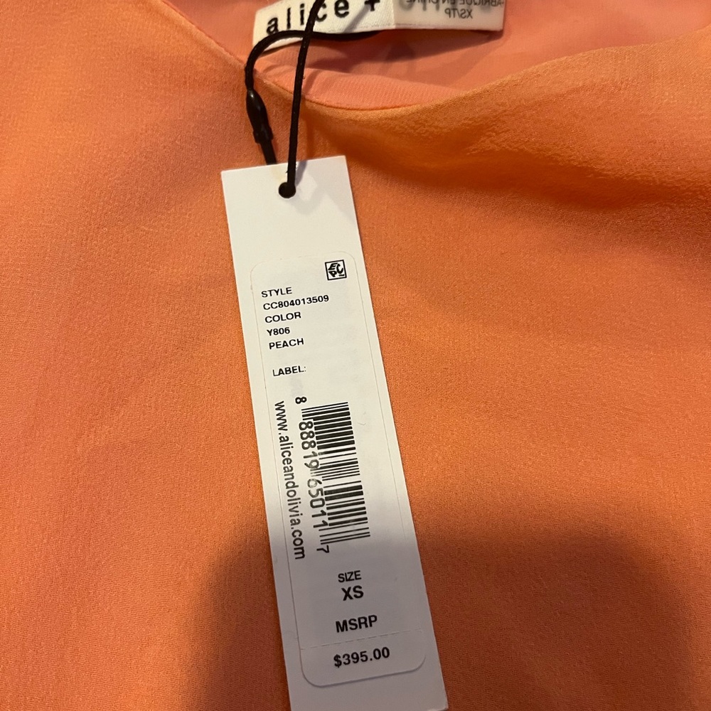 Alice + Olivia XS sheer orange/peach dress - Picture 3 of 4